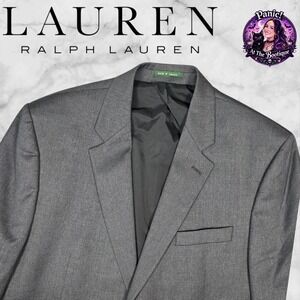 Ralph Lauren LRL Blazer Men 46L Grey Wool 2-Button Suit Jacket Made In Canada
